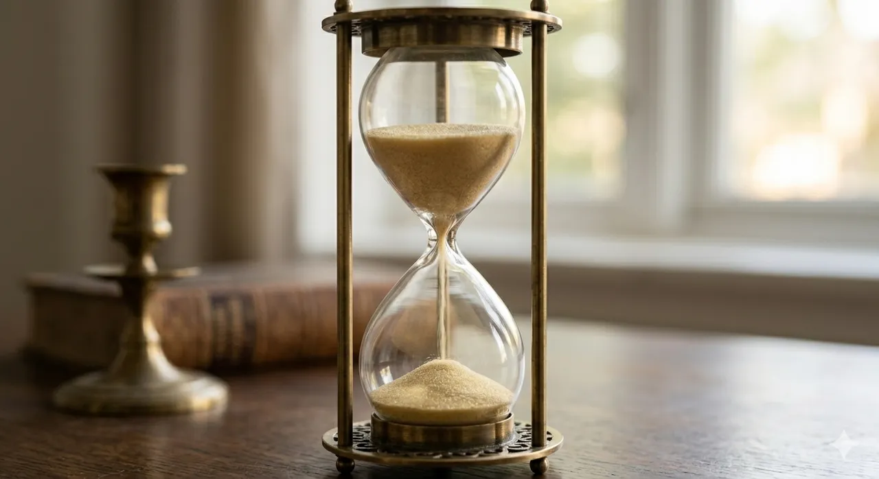 An hourglass with sand flowing through it