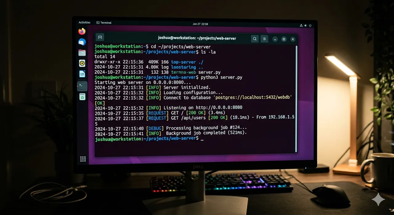 A terminal window showing command-line output