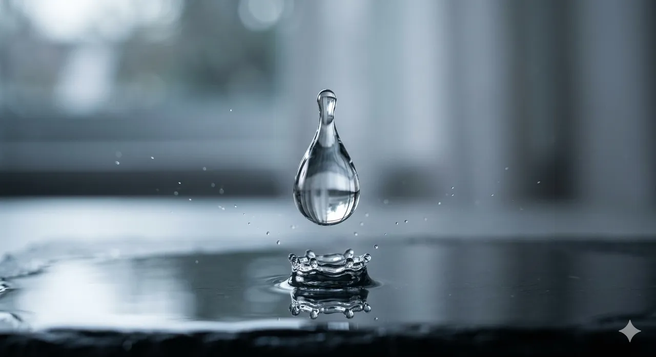 A slow-motion water droplet frozen in time
