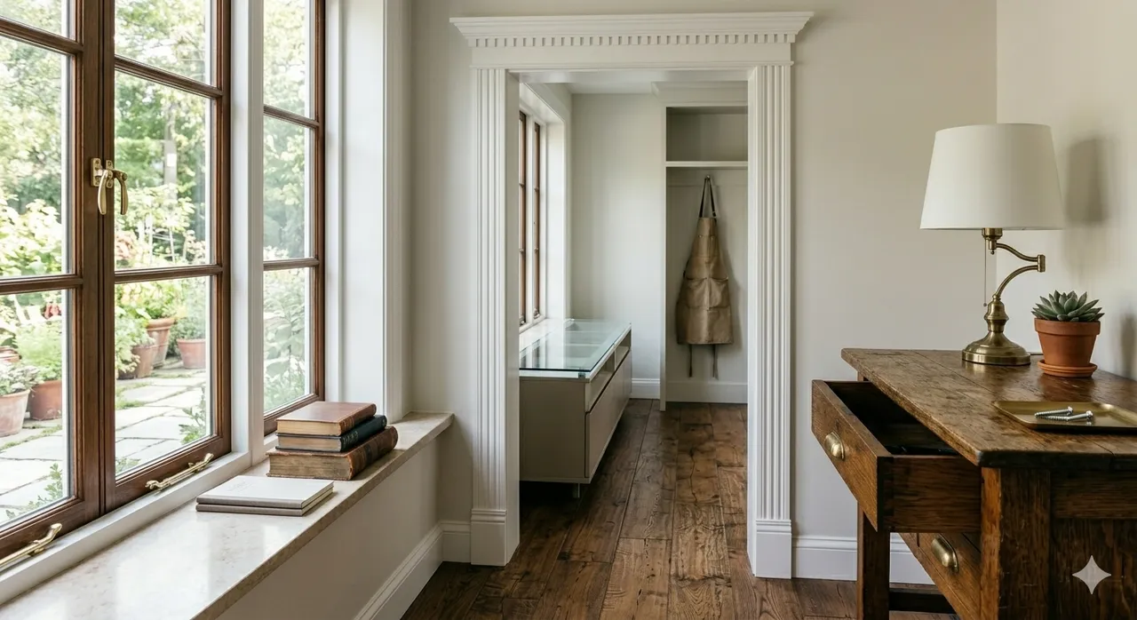 A clean architectural doorway dividing two rooms