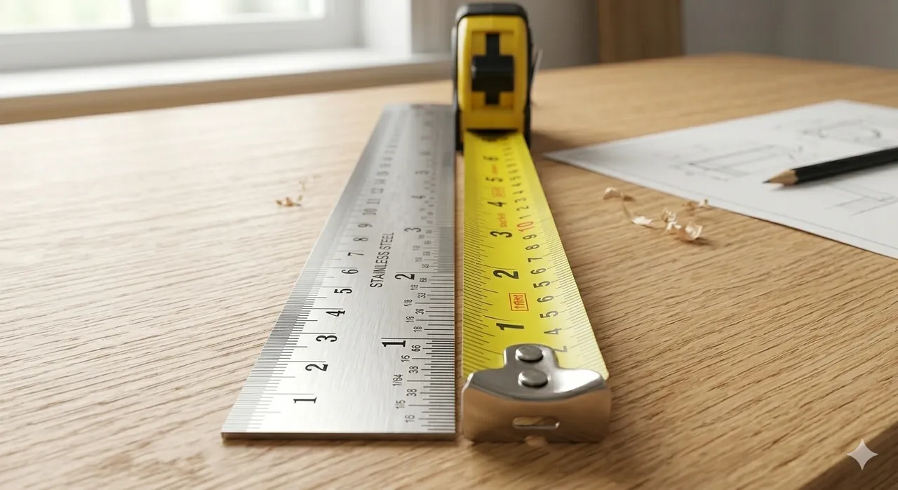 A ruler and tape measure for precise measurement